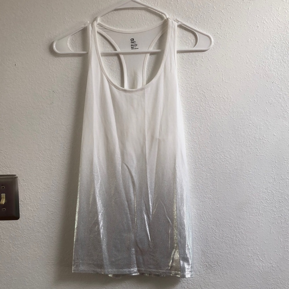 BRAND NEW: GapFit White-Silver Ombré Racerback Tank Top